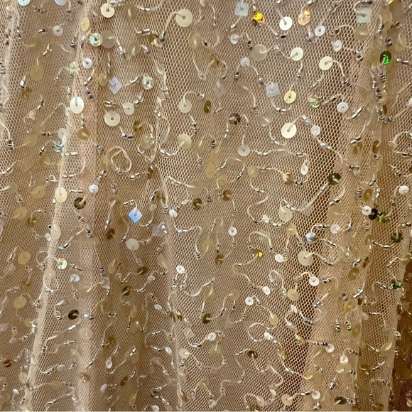 Teri Jon by Rickie Freeman heavily sequinned mermaid style gown, honey beige, 6 - Picture 15 of 16